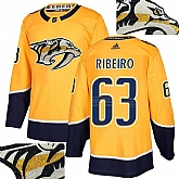 Predators #63 Ribeiro Gold With Special Glittery Logo Adidas Jersey,baseball caps,new era cap wholesale,wholesale hats